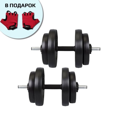 Гантели Fit-On 2x16кг битумные + перчатки