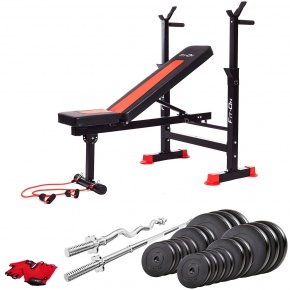 Скамья тренировочная Fit-On FN-S101 + штанга 118кг