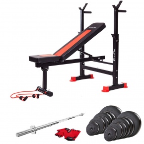 Скамья тренировочная Fit-On FN-S101 + штанга 62кг