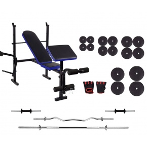 Силовая скамья Fit-On 055 со штангой 105 кг