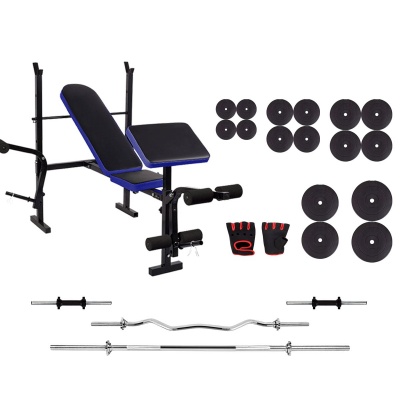 Силовая скамья Fit-On 055 со штангой 105 кг